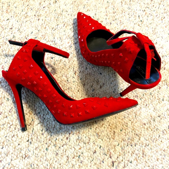Red Aldo studded heels